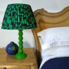 y Linen Shade Green Bobble Lamp Base