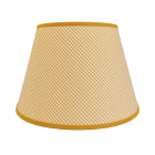Marigold gingham lampshade, handmade hardback shade with mustard bias binding